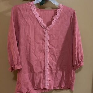 Chic Pink Lace Women's Blouse